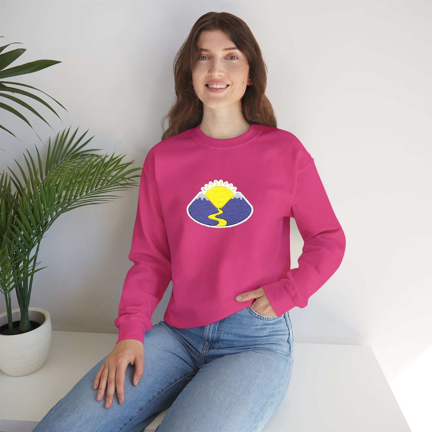 Take The Long Way Crewneck Sweatshirt — Yellow & Blue Retro Logo