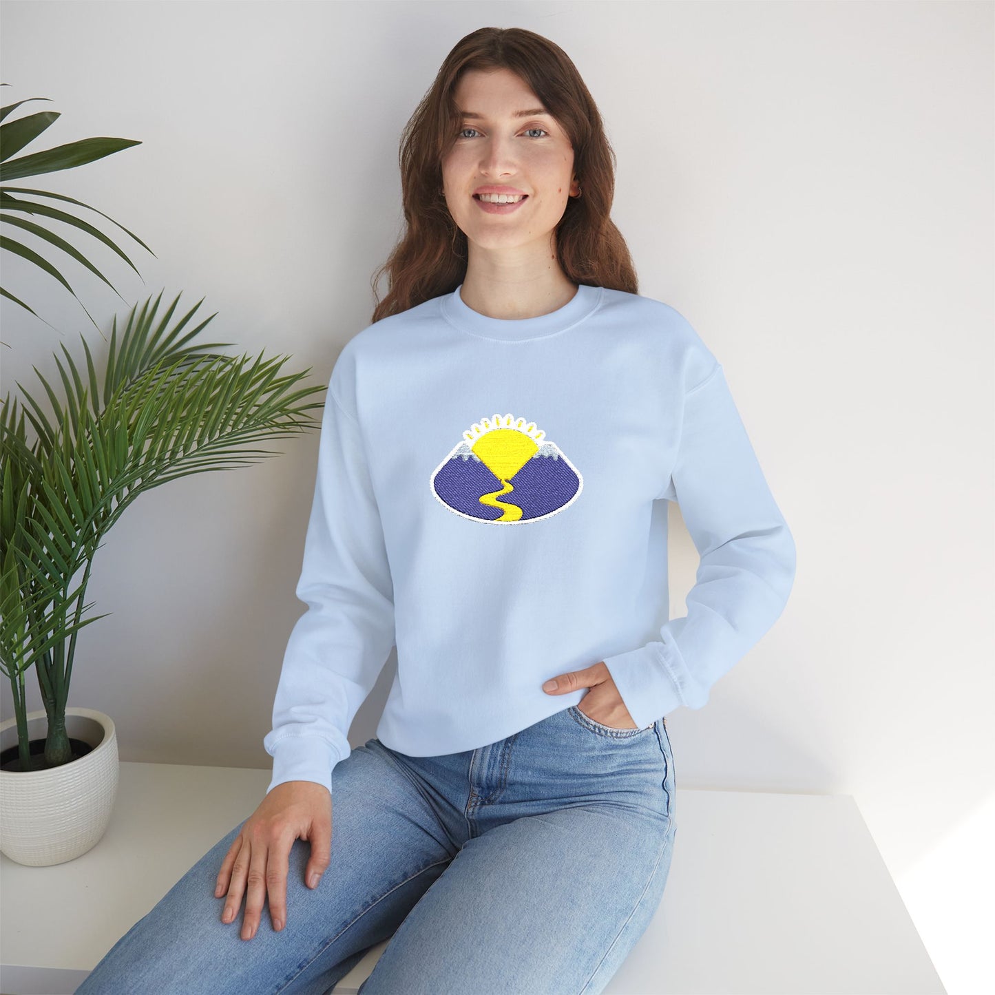 Take The Long Way Crewneck Sweatshirt — Yellow & Blue Retro Logo