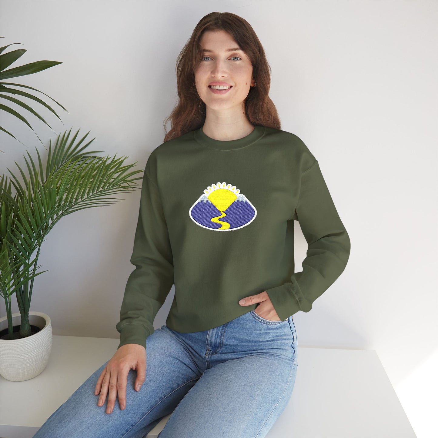 Take The Long Way Crewneck Sweatshirt — Yellow & Blue Retro Logo