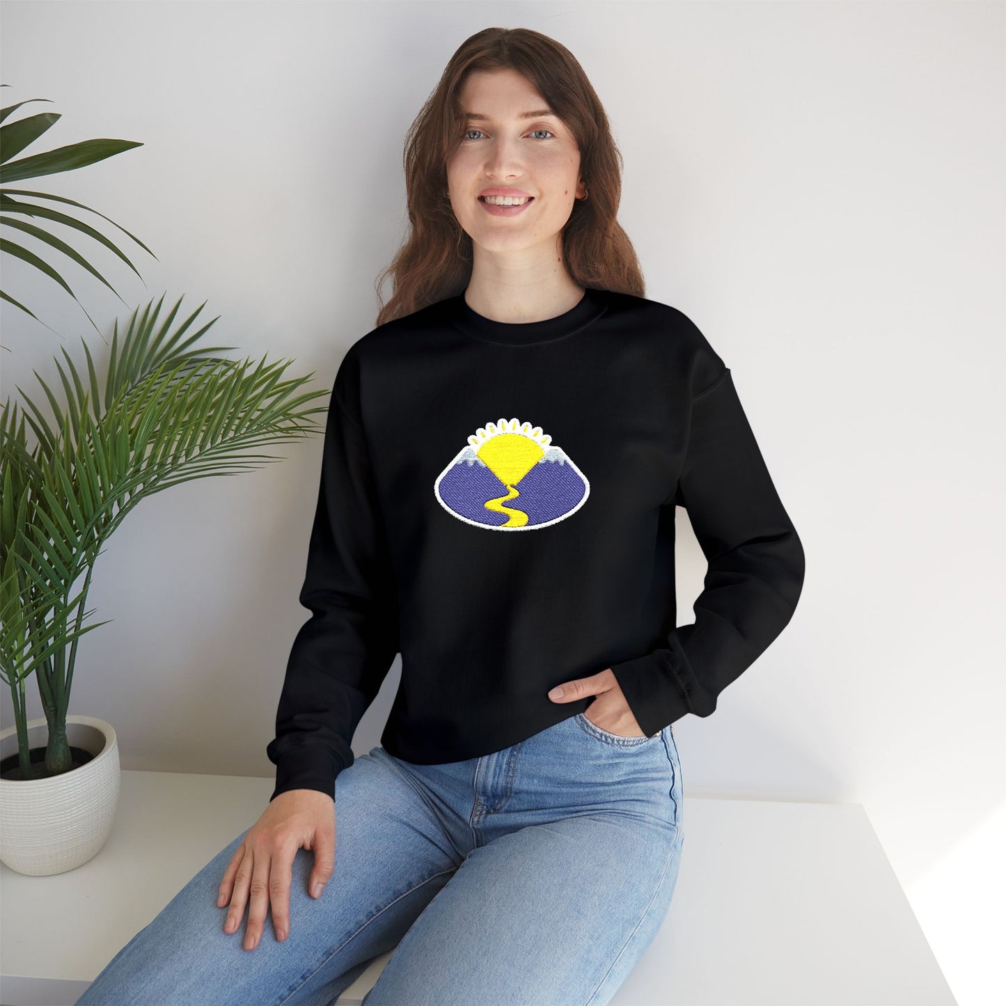 Take The Long Way Crewneck Sweatshirt — Yellow & Blue Retro Logo