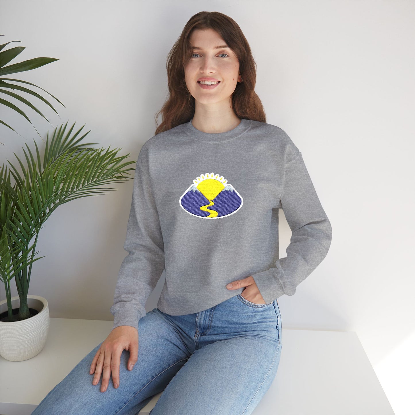 Take The Long Way Crewneck Sweatshirt — Yellow & Blue Retro Logo