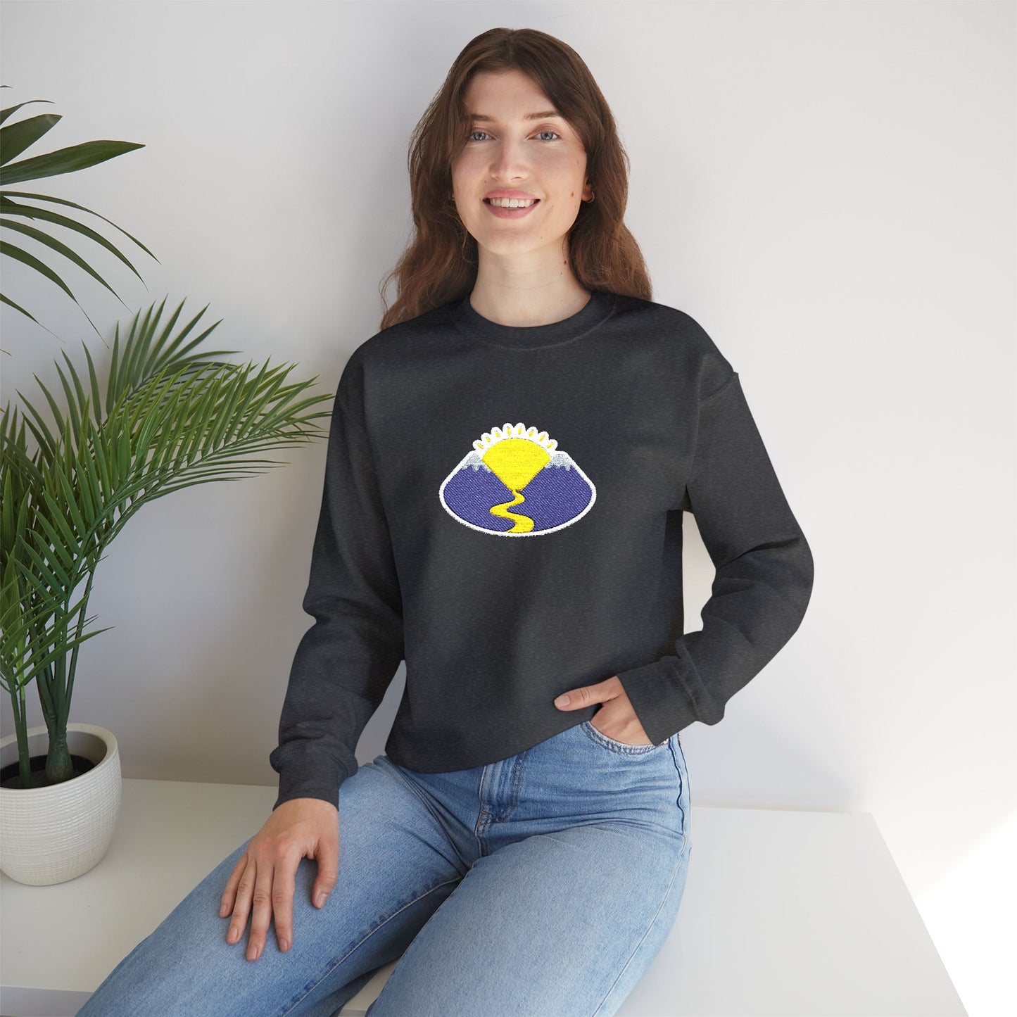 Take The Long Way Crewneck Sweatshirt — Yellow & Blue Retro Logo
