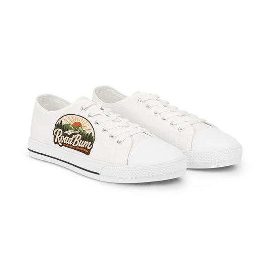 Road Bum Low Top Sneakers — Retro Sunset Graphic Casual Canvas Shoes