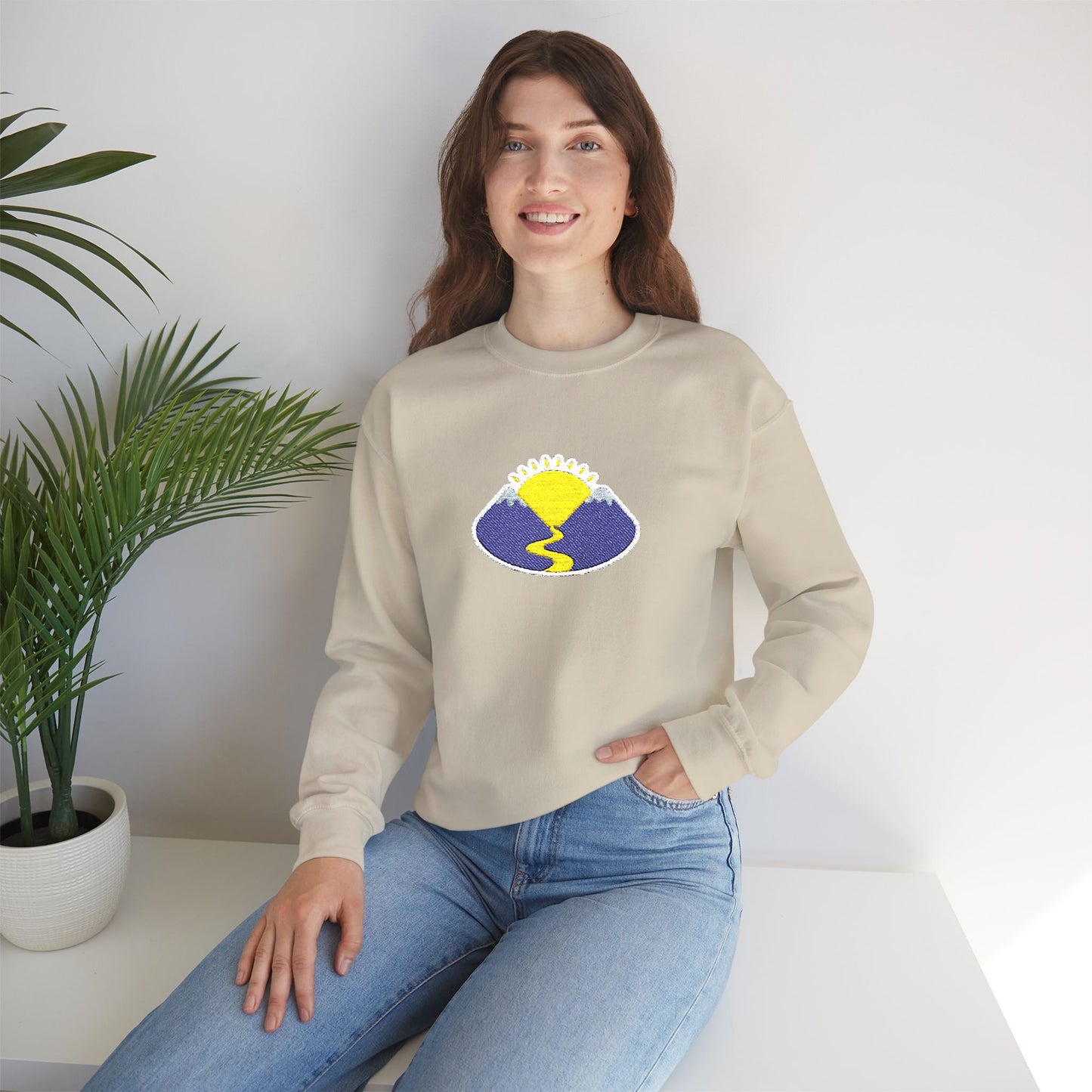Take The Long Way Crewneck Sweatshirt — Yellow & Blue Retro Logo