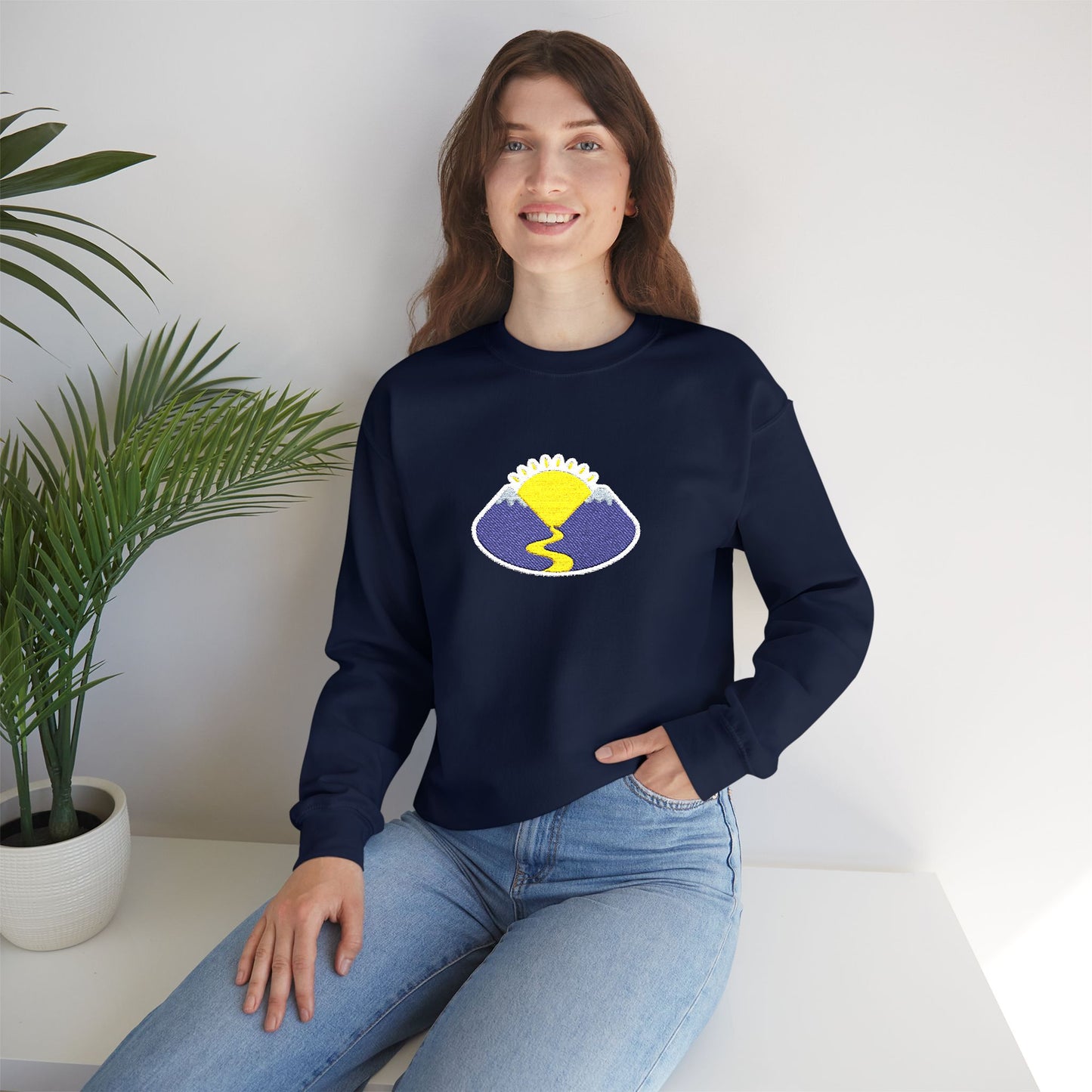 Take The Long Way Crewneck Sweatshirt — Yellow & Blue Retro Logo