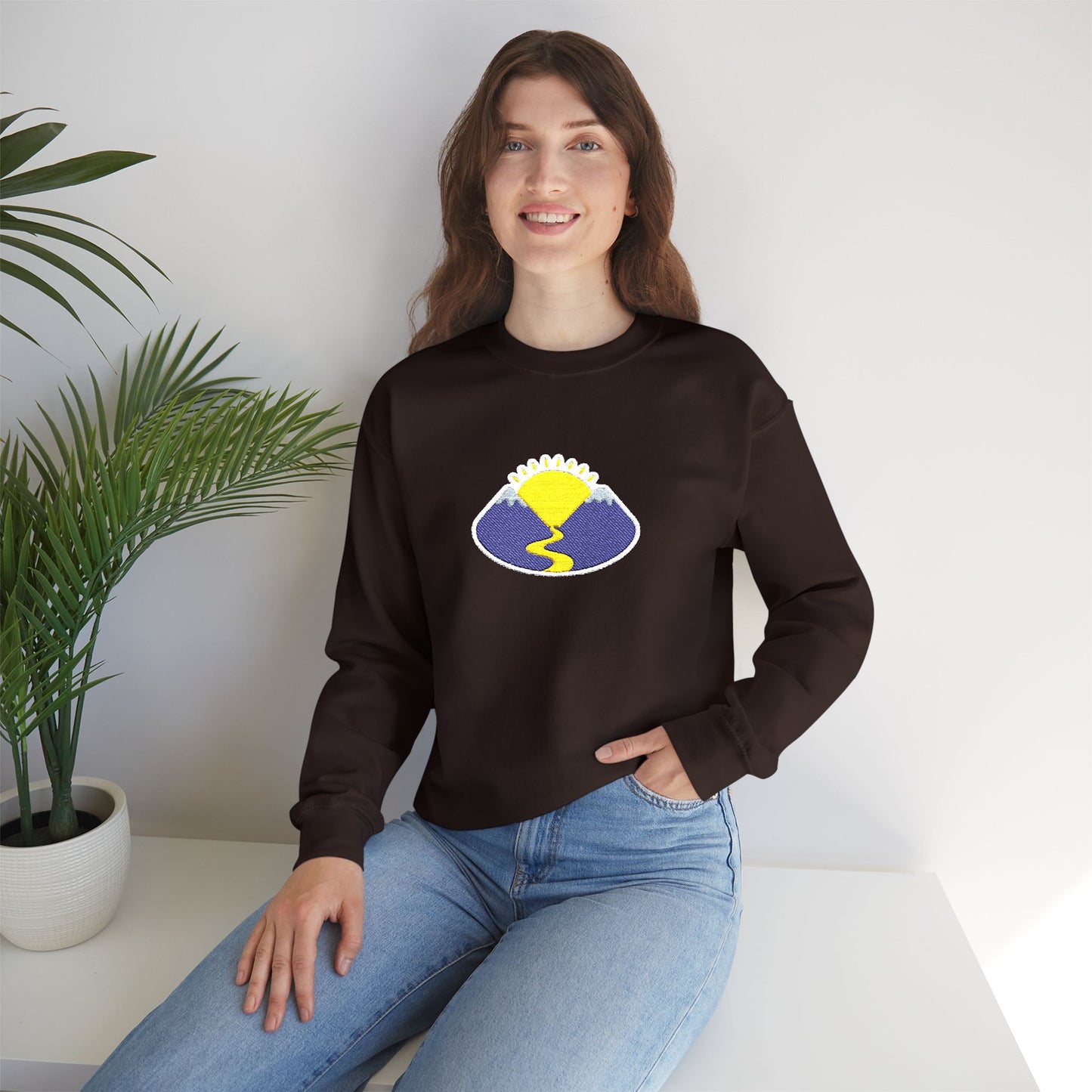 Take The Long Way Crewneck Sweatshirt — Yellow & Blue Retro Logo